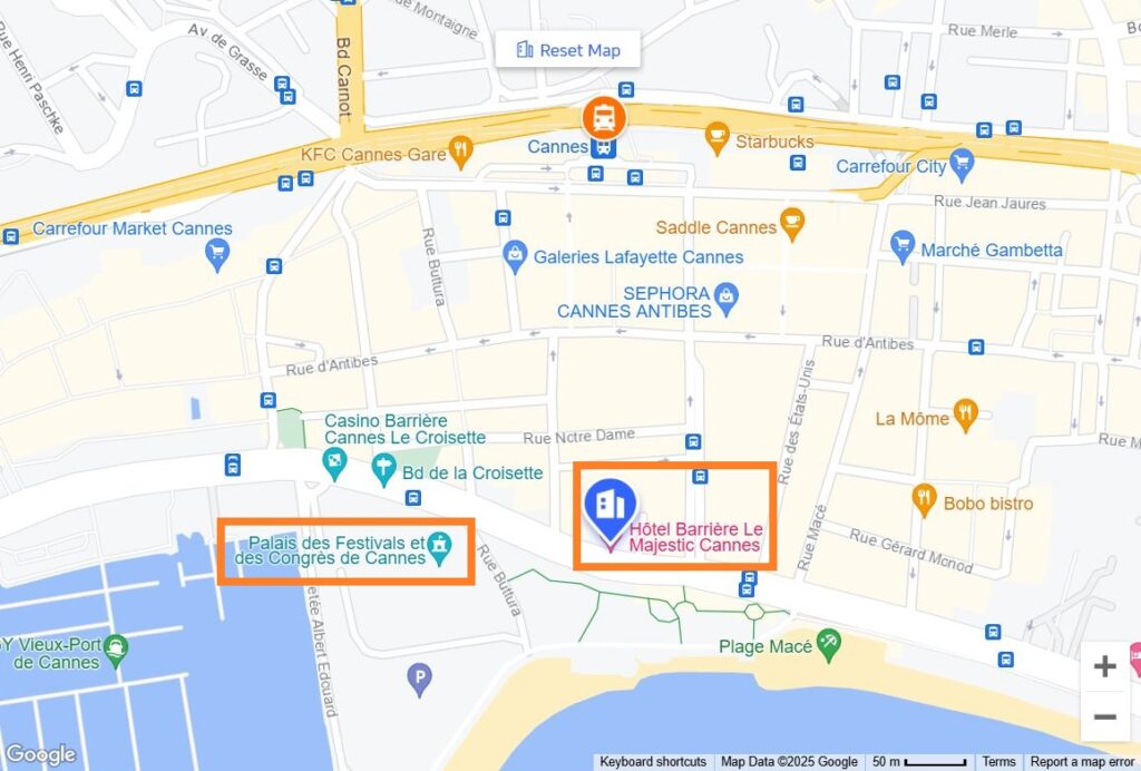 ホテル・バリエール・ル・マジェスティック Hotel Barrière Le Majestic Cannesマップ